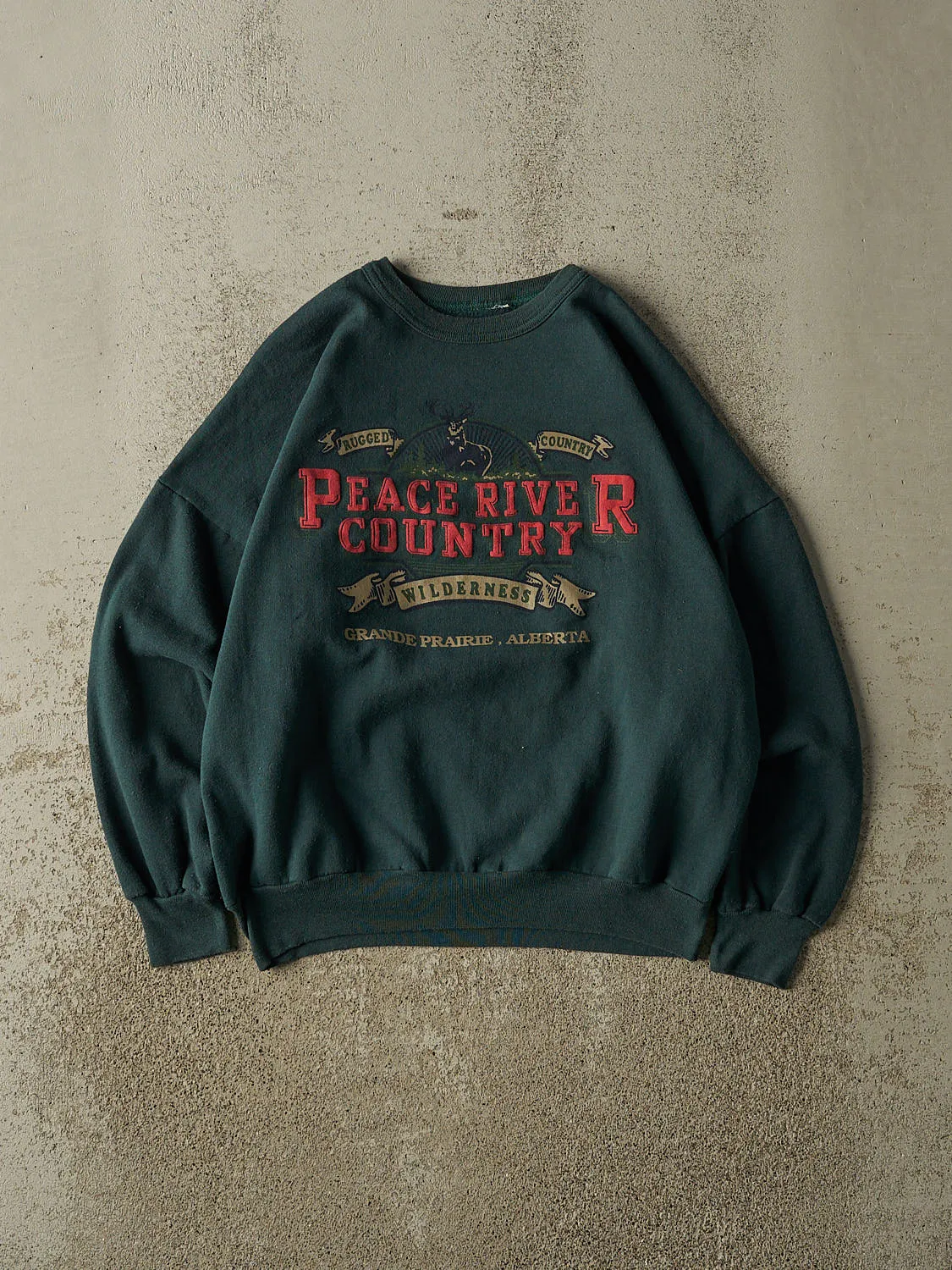 Vintage 80s Green Peace River Country Crewneck (S/M) sold by Rebalance Vintage