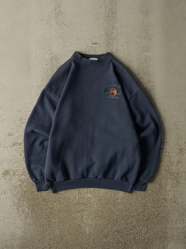 Vintage 90s Slate Blue Big Bear California Embroidered Crewneck (S/M) sold by Rebalance Vintage