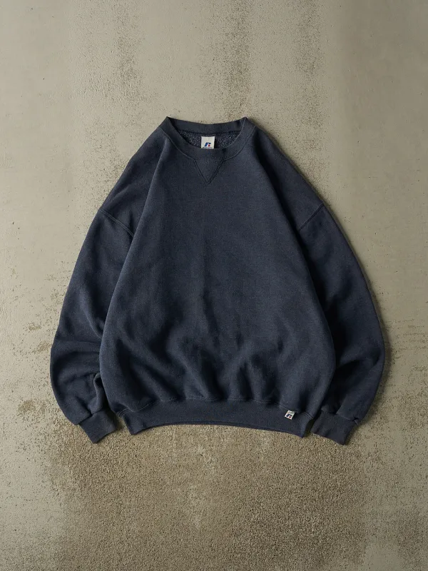 Vintage Y2K Washed Blue Russell Athletic Blank Crewneck (XL) sold by Rebalance Vintage
