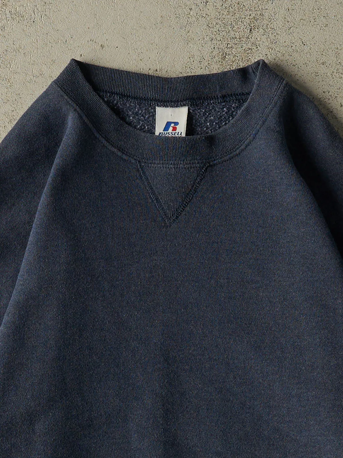 Vintage Y2K Washed Blue Russell Athletic Blank Crewneck (XL) sold by Rebalance Vintage product image thumbnail 2