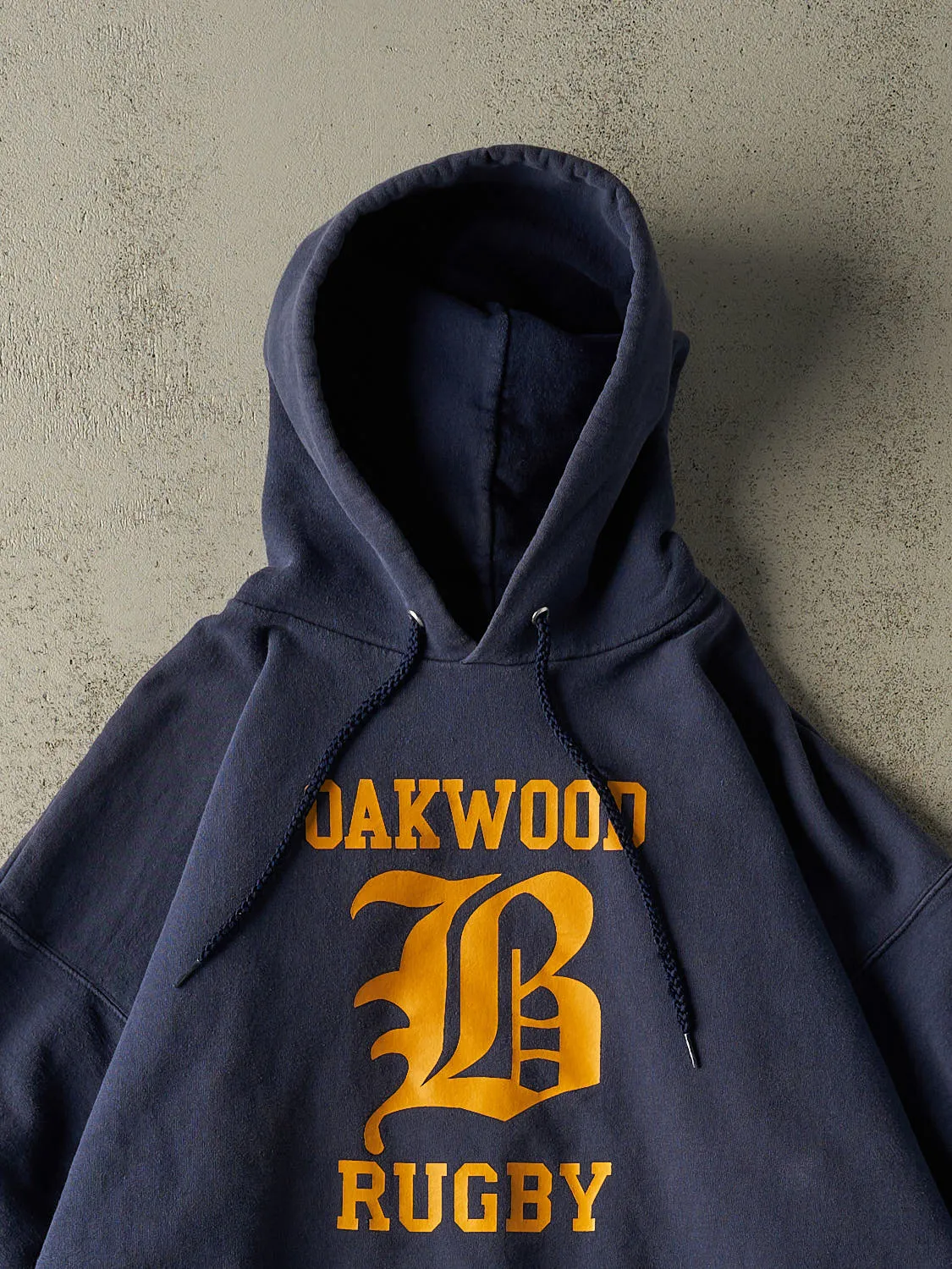 Vintage 90s Sun Faded Navy Oakwood Rugby Hoodie (XL/XXL) sold by Rebalance Vintage product image thumbnail 2