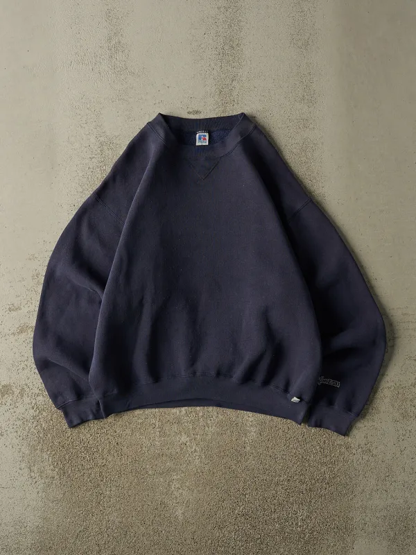 Vintage 90s Navy Blue Russell Athletic Blank Crewneck (L/XL) made by Rebalance Vintage
