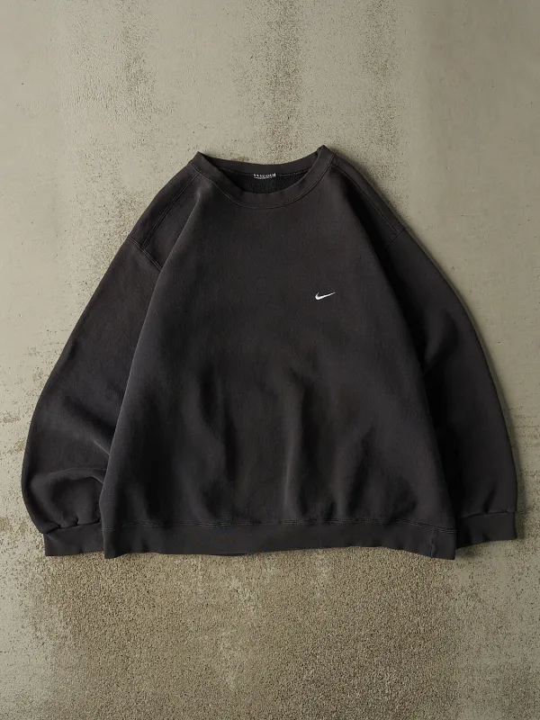 Vintage 90s Faded Black Nike Embroidered Swoosh Crewneck (XL/XXL) sold by Rebalance Vintage