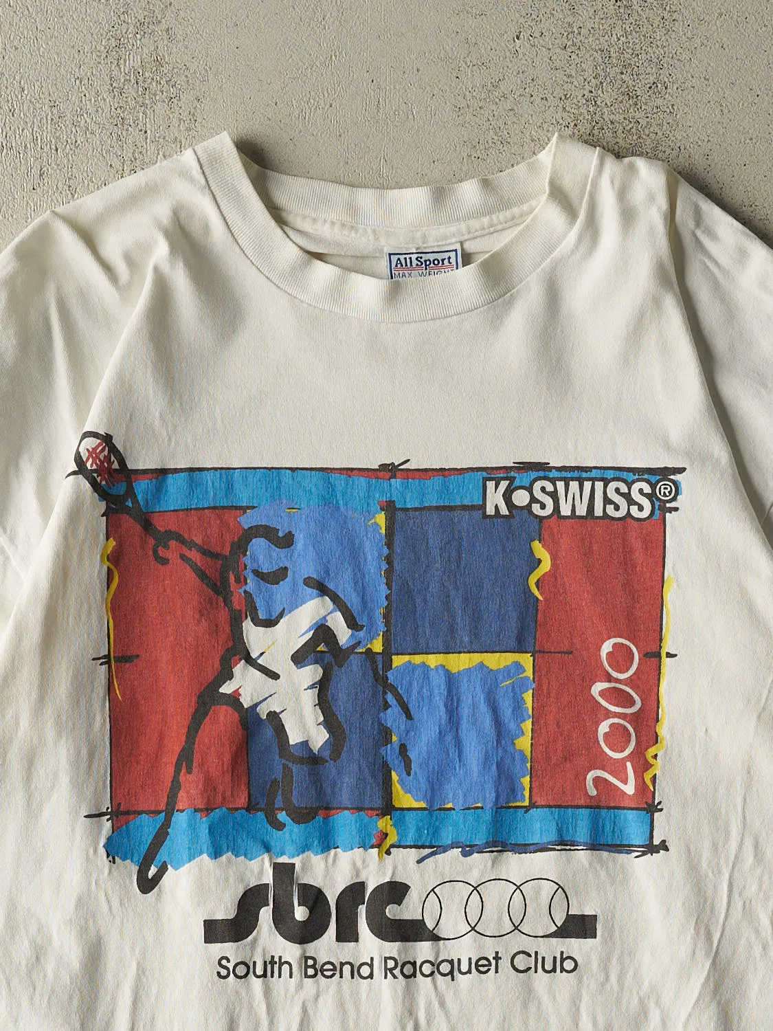 Vintage 00' White K Swiss x South Bend Racquet Club Tee (L/XL) sold by Rebalance Vintage product image thumbnail 2