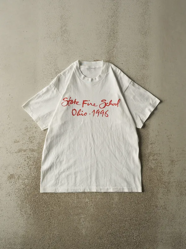 Vintage 96' White Ohio State Fire School Single Stitch Tee (M) made by Rebalance Vintage