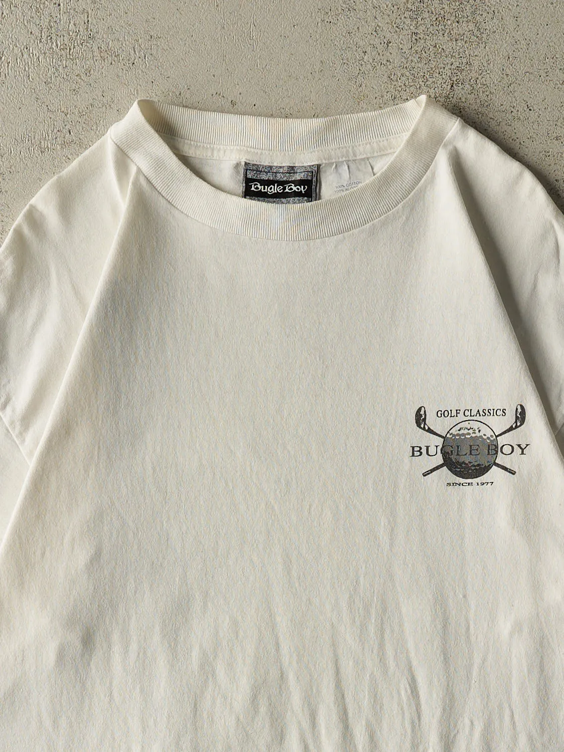 Vintage 90s White Bugle Boy Golf Tee (M/L) sold by Rebalance Vintage product image thumbnail 3