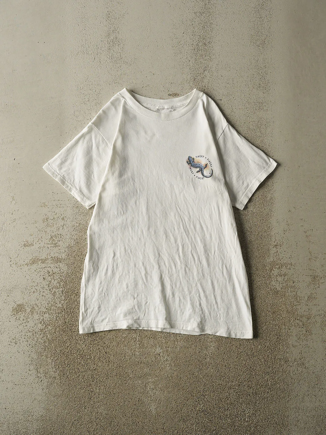 Vintage 90s White Blue Spotted Salamander Tee (S/M) sold by Rebalance Vintage
