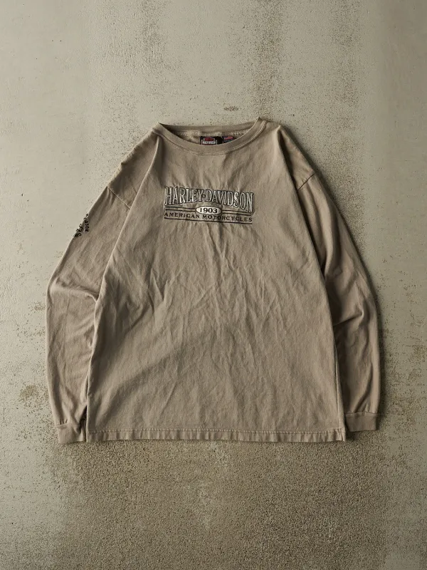 Vintage 90s Beige Harley Davidson Embroidered Long Sleeve (M/L) made by Rebalance Vintage