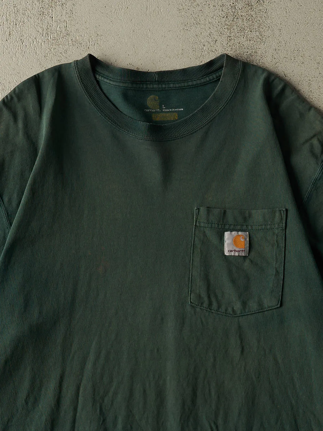 Vintage Y2K Sun Faded Green Carhartt Pocket Tee (XL) sold by Rebalance Vintage product image thumbnail 2