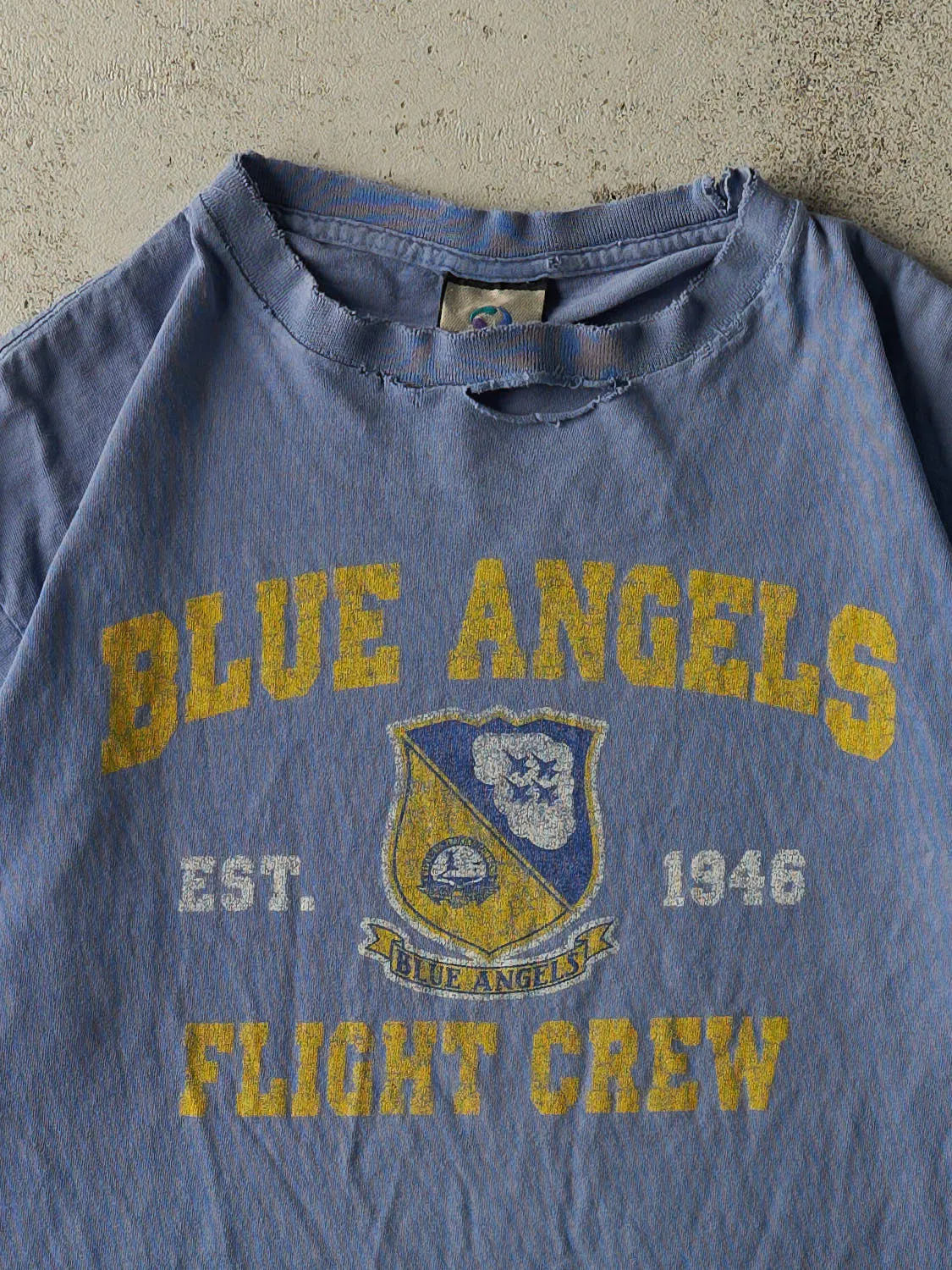 Vintage 90s Sun Faded Navy Blue Angels Flight Crew Tee (L/XL) sold by Rebalance Vintage product image thumbnail 2