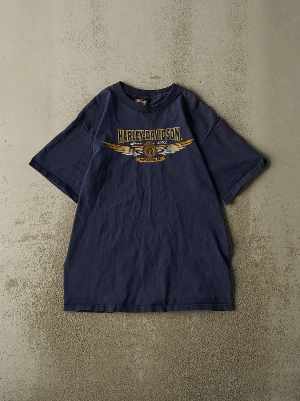 Vintage 02' Navy Blue Harley Davidson Firefighter Tee (S/M) made by Rebalance Vintage