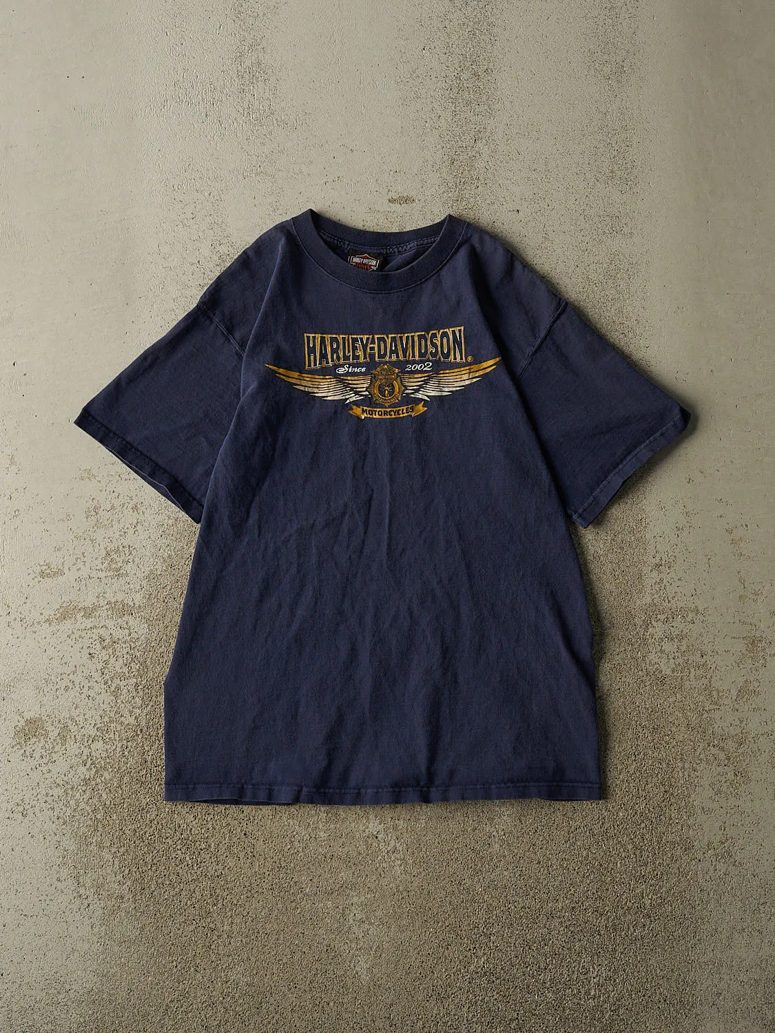 Vintage 02' Navy Blue Harley Davidson Firefighter Tee (S/M) sold by Rebalance Vintage