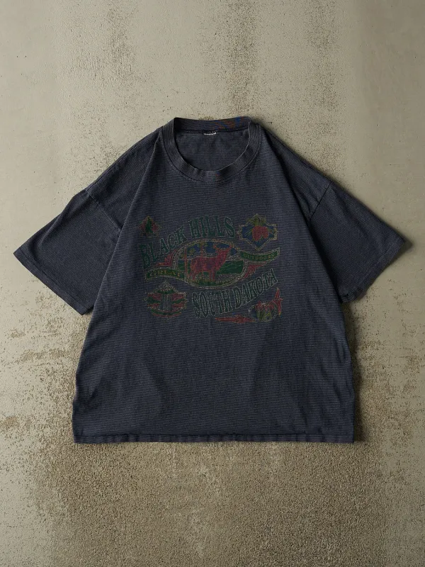 Vintage 80s Navy Blue Striped Black Hills South Dakota Tee (L) made by Rebalance Vintage