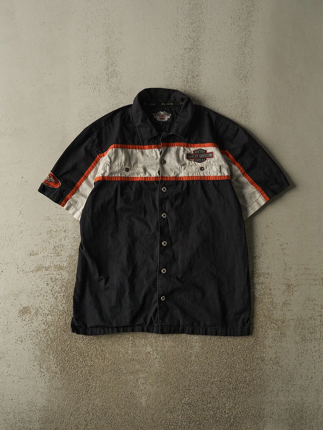 Vintage Y2K Black Harley Davidson Button Up Tee (XL) sold by Rebalance Vintage