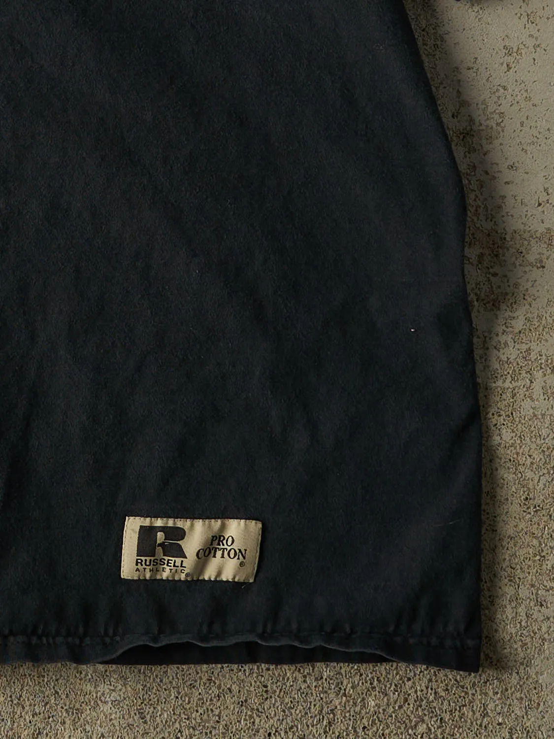 Vintage 90s Faded Black Russell Athletic Pocket Tee (L/XL) sold by Rebalance Vintage product image thumbnail 4