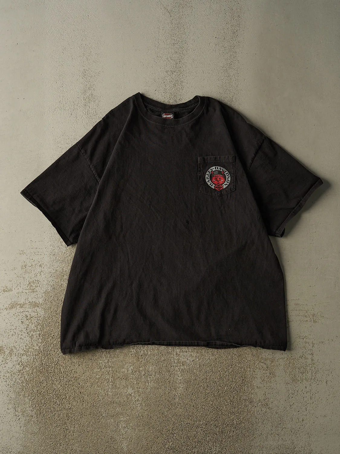 Vintage 16' Black Harley Davidson Fort Ann-Lake George NY Pocket Tee (XL/XXL) sold by Rebalance Vintage