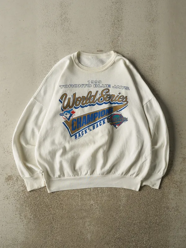 Vintage 93' White Toronto Blue Jays World Series Champion Crewneck (L) made by Rebalance Vintage