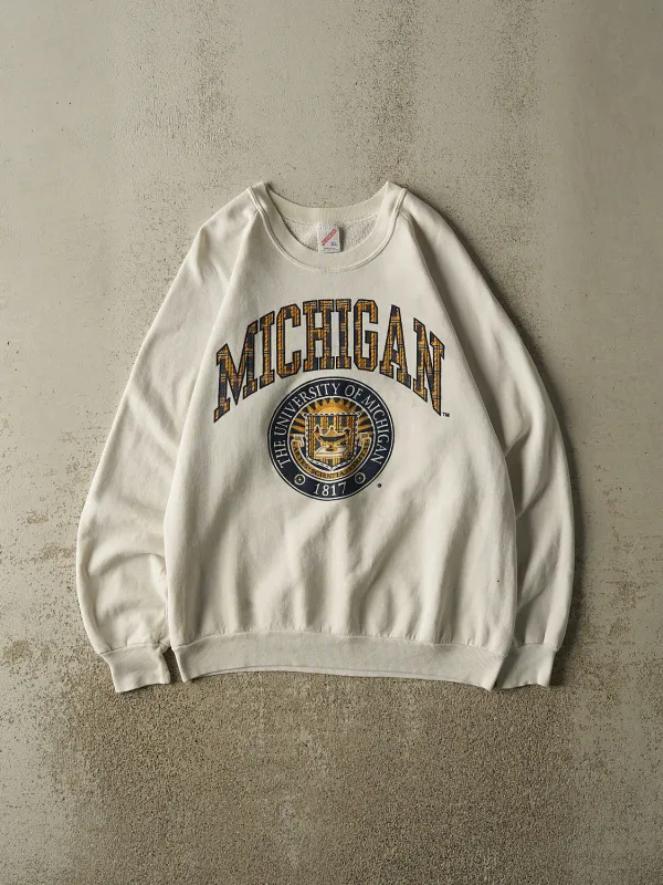 Vintage 80s Beige University of Michigan Crewneck (M) sold by Rebalance Vintage