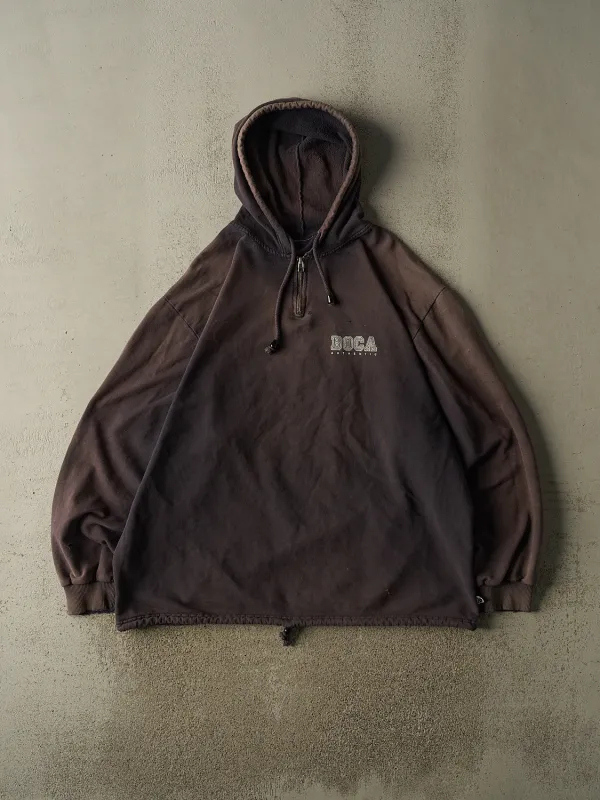 Vintage 90s Charcoal Grey Boca Quarter Zip Hoodie (XXL/XXXL) sold by Rebalance Vintage