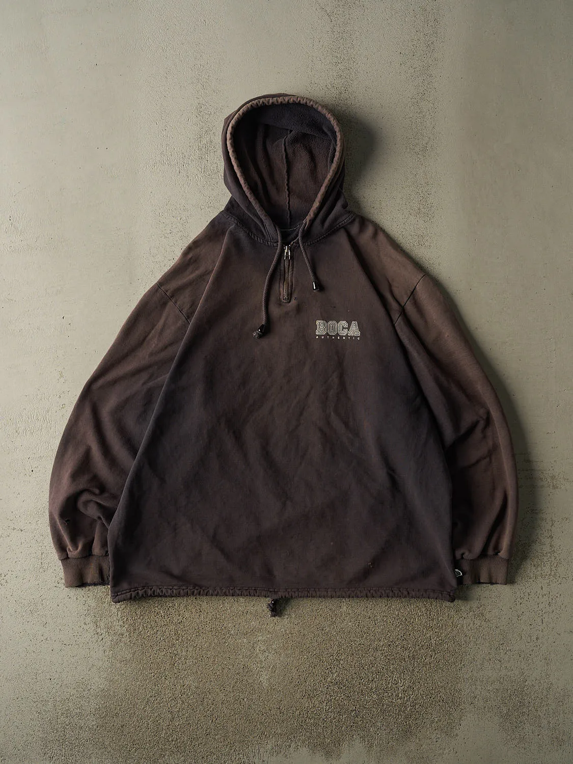 Vintage 90s Charcoal Grey Boca Quarter Zip Hoodie (XXL/XXXL) sold by Rebalance Vintage