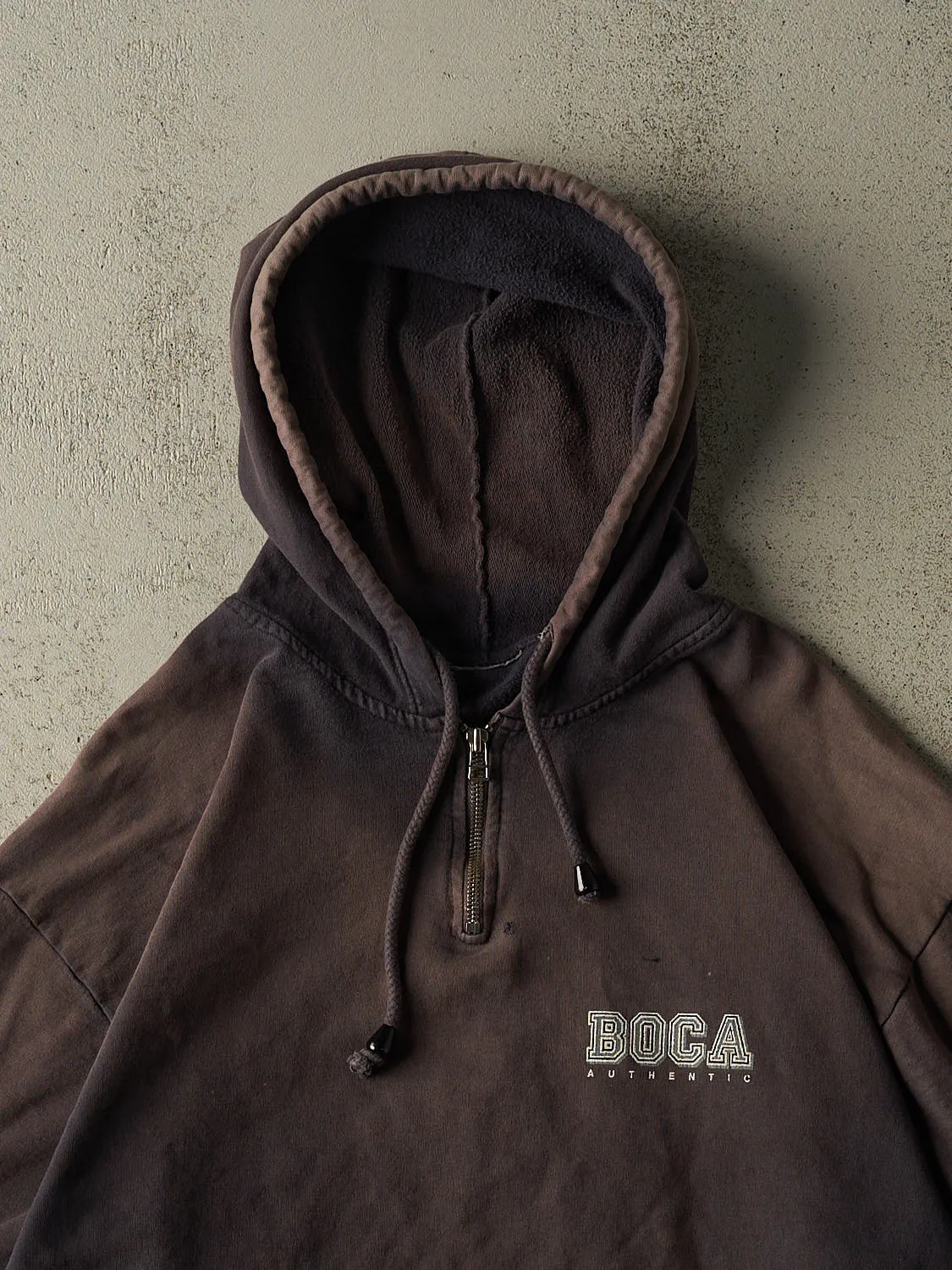 Vintage 90s Charcoal Grey Boca Quarter Zip Hoodie (XXL/XXXL) sold by Rebalance Vintage product image thumbnail 2