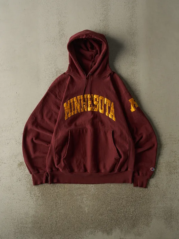 Vintage Y2K Burgundy Champion Reverse Weave Minnesota University Hoodie (M/L) made by Rebalance Vintage