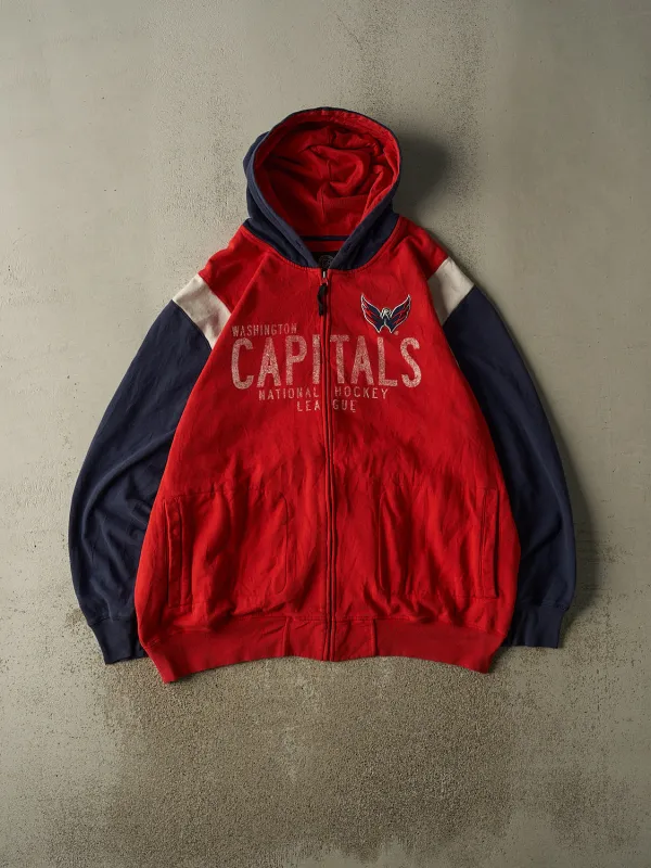 Vintage Y2K Red & Navy Washington Capitals Zip Up Hoodie (XXXL) made by Rebalance Vintage