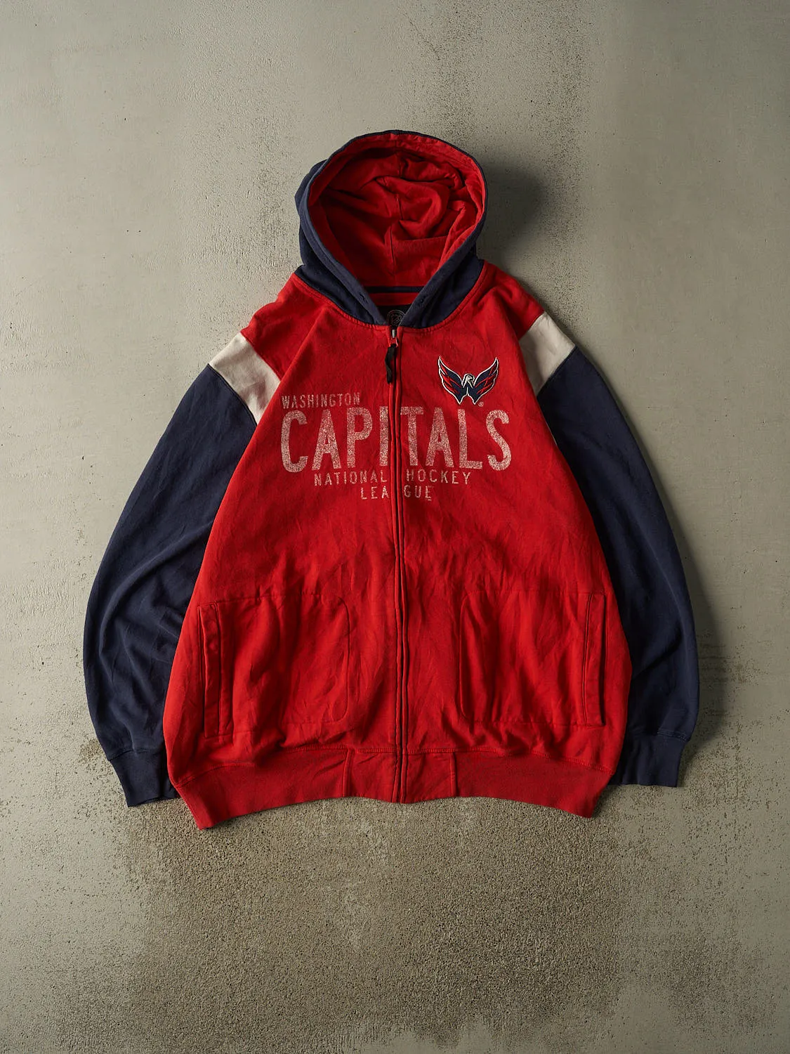 Vintage Y2K Red & Navy Washington Capitals Zip Up Hoodie (XXXL) sold by Rebalance Vintage