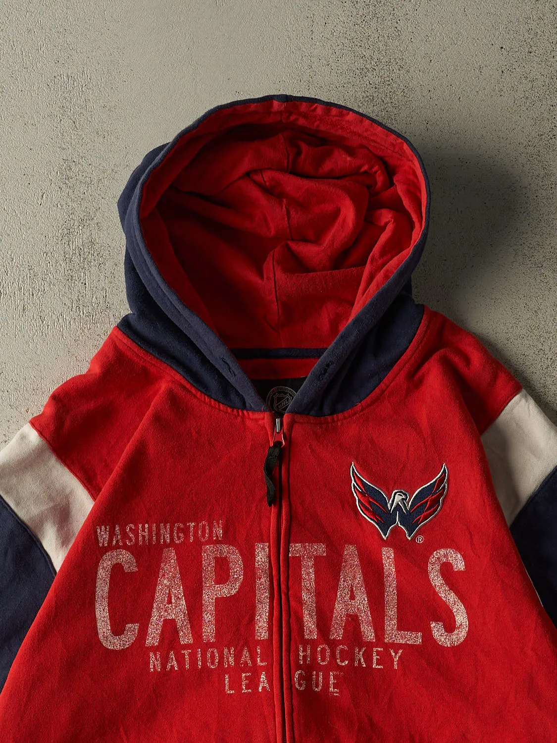 Vintage Y2K Red & Navy Washington Capitals Zip Up Hoodie (XXXL) sold by Rebalance Vintage product image thumbnail 2