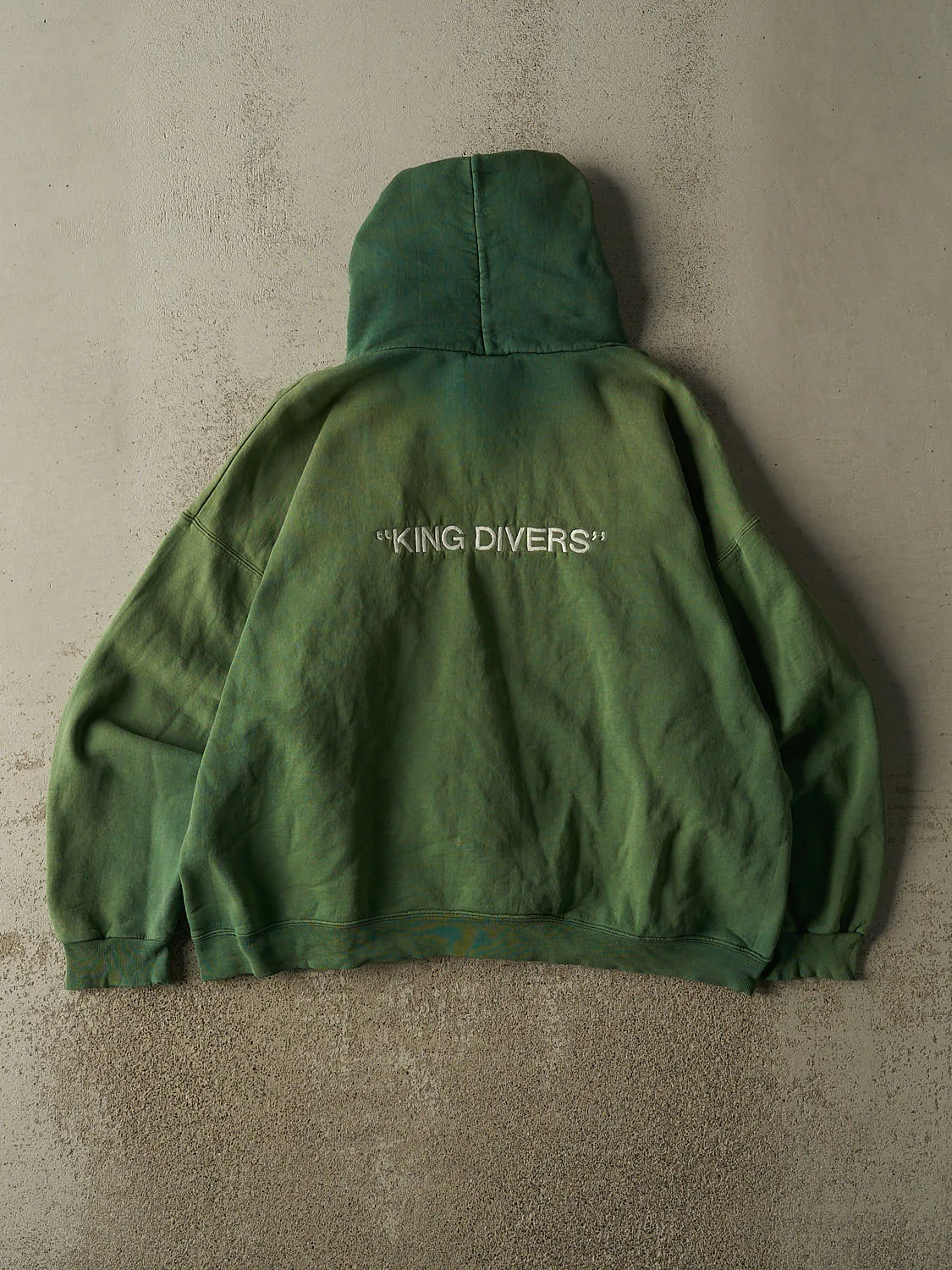 Vintage 90s Sun Faded Green Sub Surface Embroidered Hoodie (L/XL) sold by Rebalance Vintage product image thumbnail 2