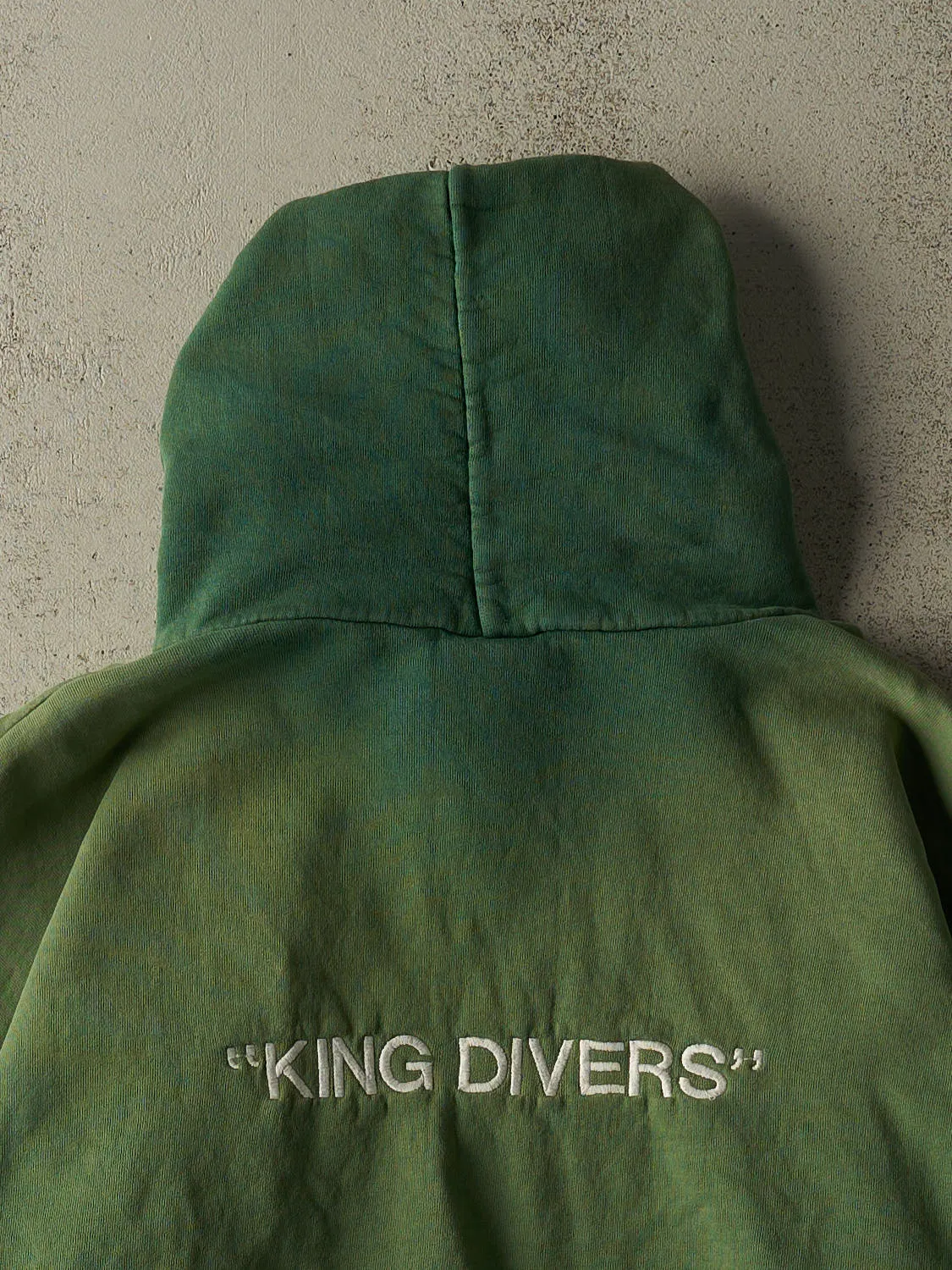 Vintage 90s Sun Faded Green Sub Surface Embroidered Hoodie (L/XL) sold by Rebalance Vintage product image thumbnail 4