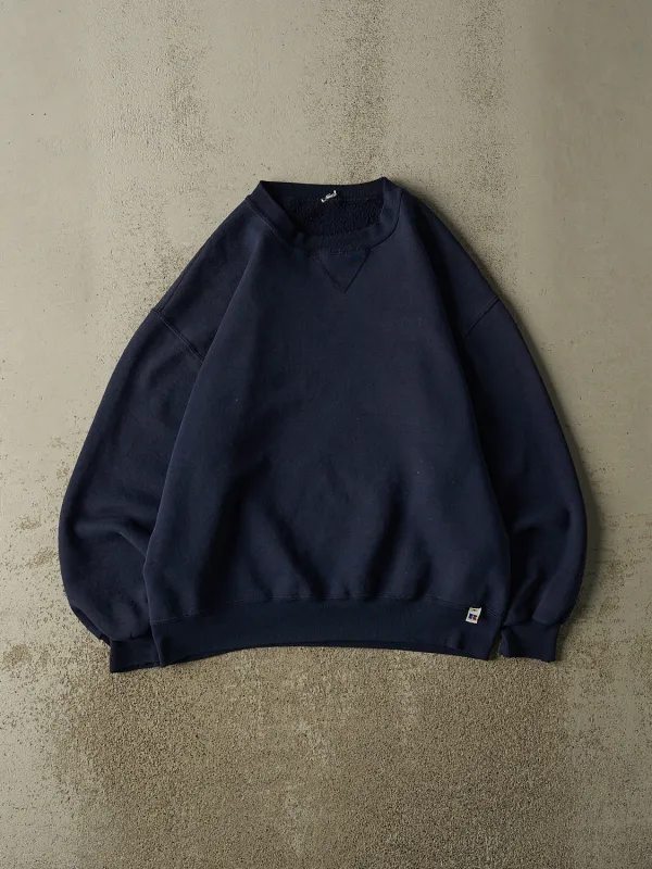 Vintage 90s Navy Blue Russell Athletic Blank Crewneck (M) made by Rebalance Vintage