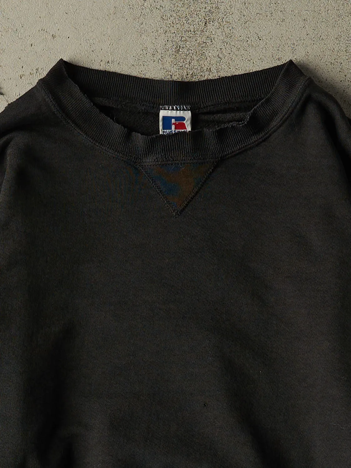 Vintage 90s Faded Black Russell Athletic Blank Crewneck (XL) sold by Rebalance Vintage product image thumbnail 2