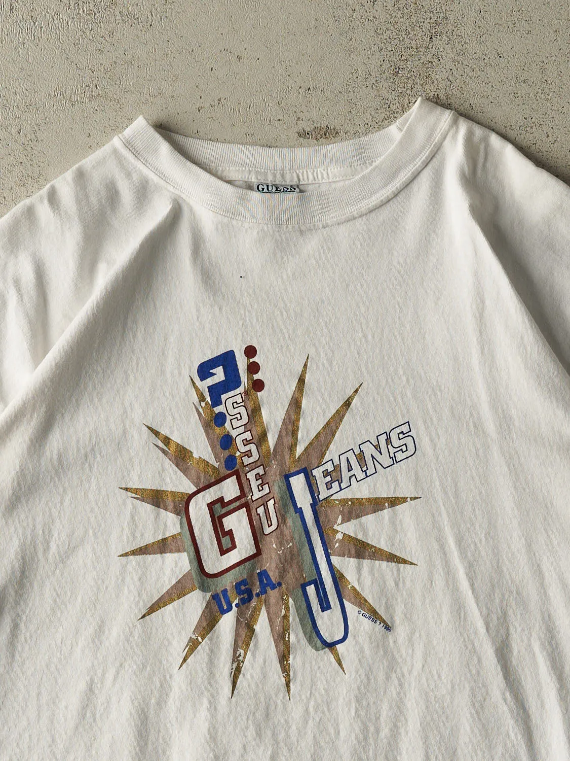 Vintage 96' White Guess Jeans Tee (L/XL) sold by Rebalance Vintage product image thumbnail 2