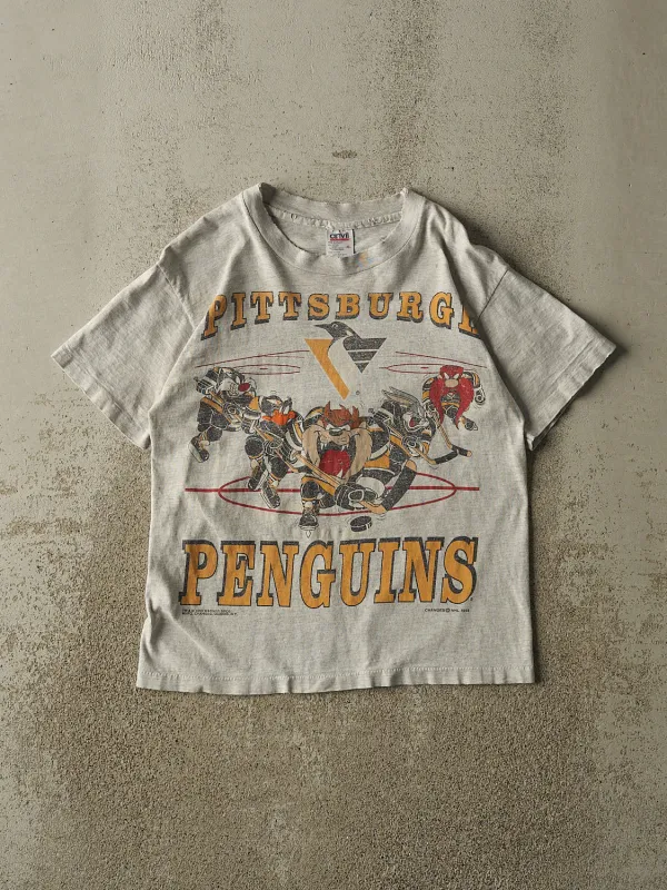 Vintage 93' Grey Pittsburgh Penguins x Looney Tunes Tee (S) made by Rebalance Vintage