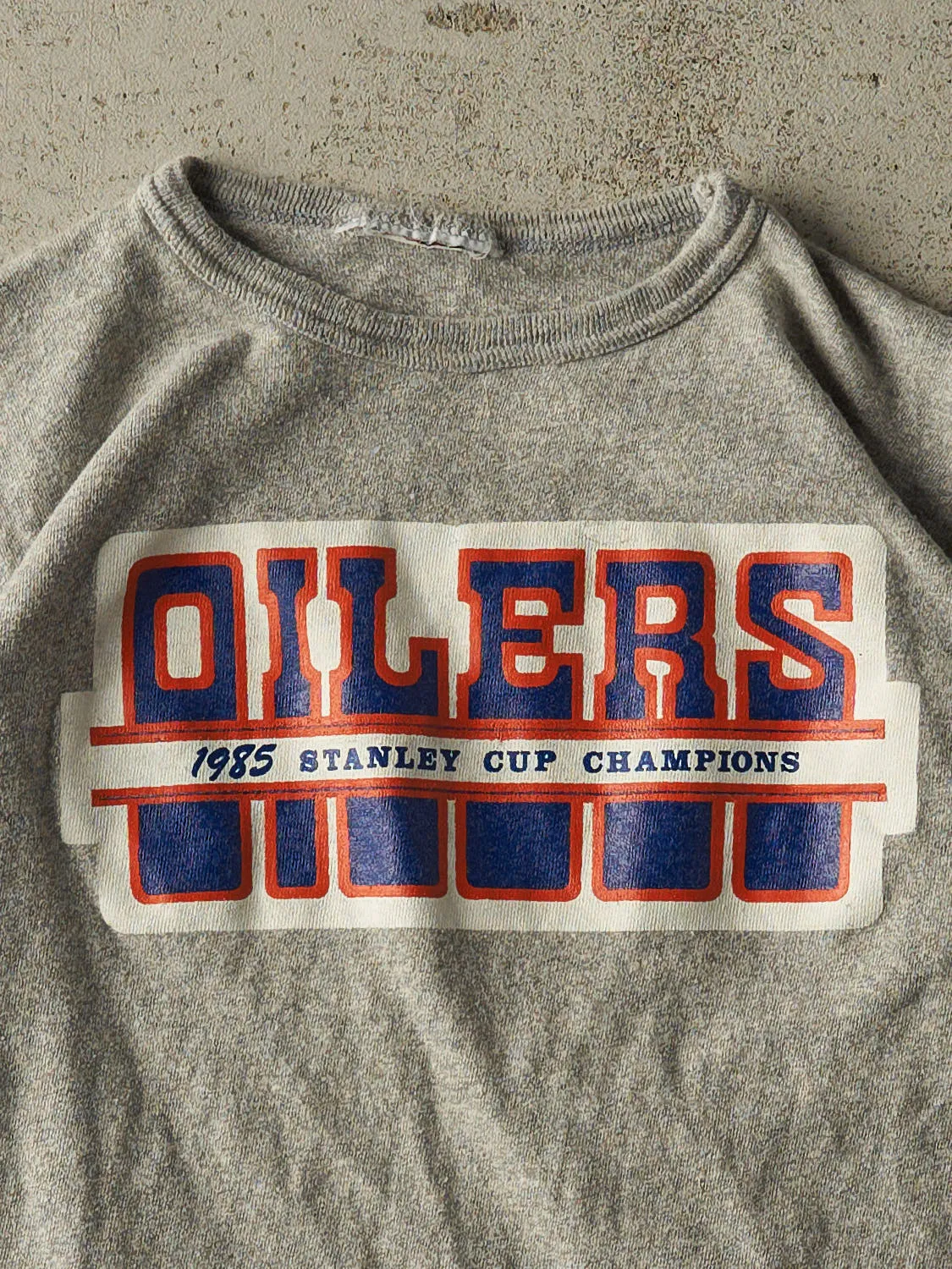 Vintage 85' Grey Edmonton Oilers Stanley Cup Champions Tee (S/M) sold by Rebalance Vintage product image thumbnail 2