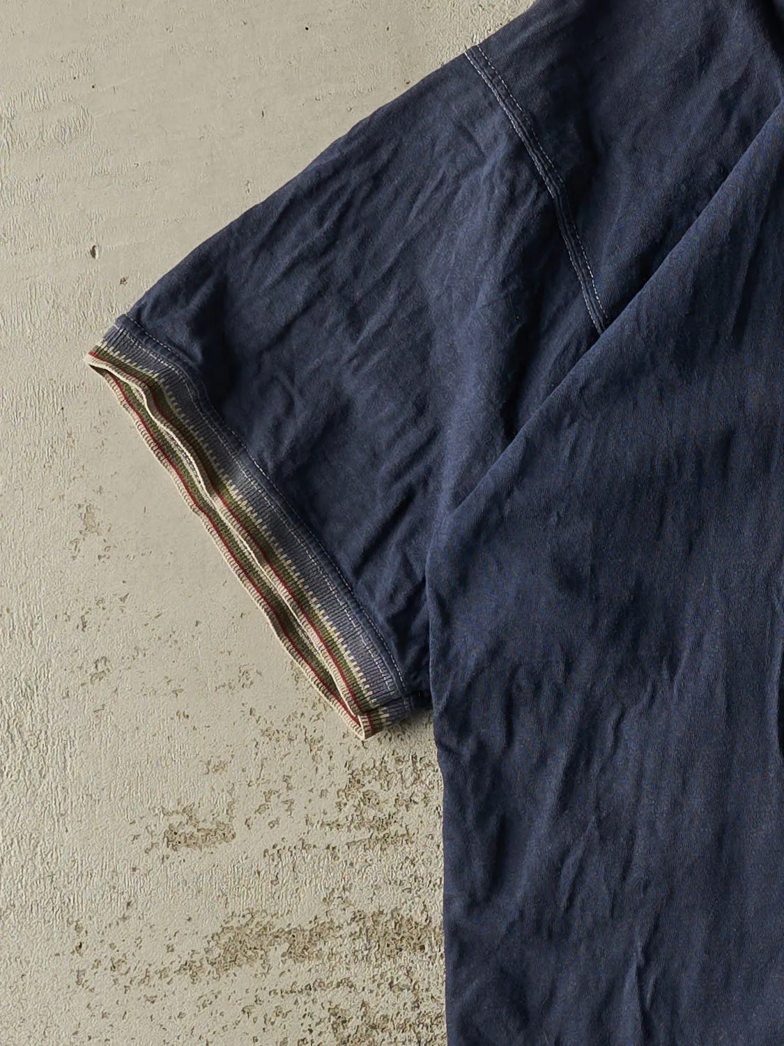 Vintage 90s Navy Blue Patterned Ringer Tee (XL) sold by Rebalance Vintage product image thumbnail 3