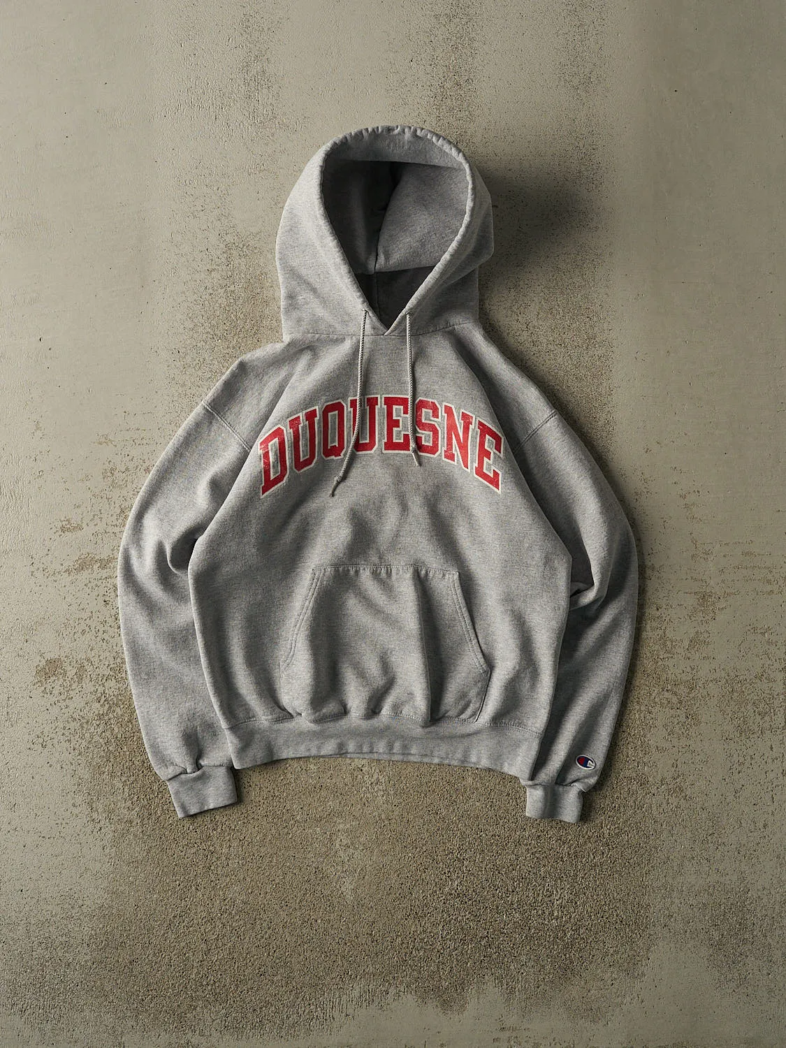 Vintage 90s Heather Grey Champion Duquesne Hoodie (S) sold by Rebalance Vintage