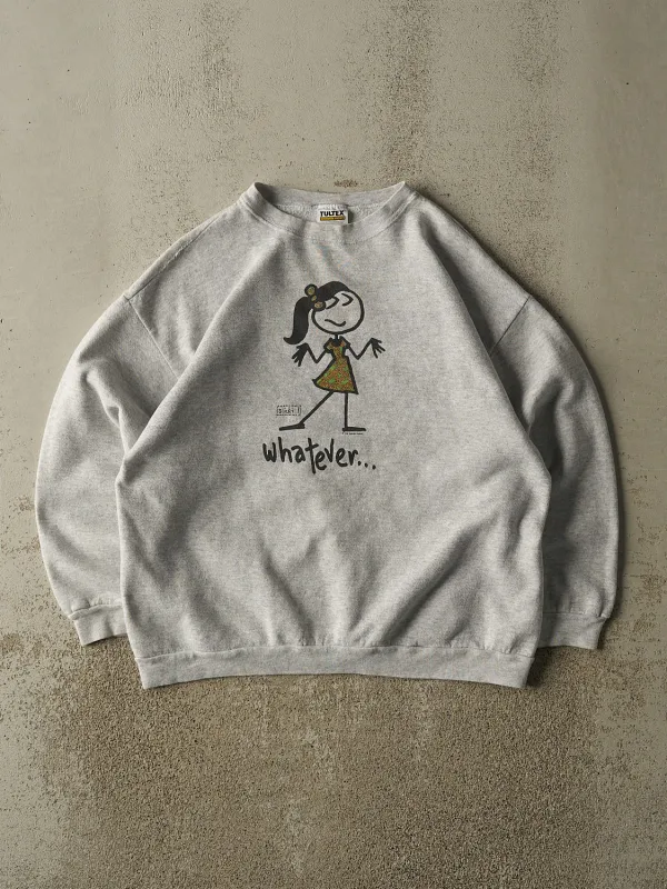 Vintage 98' Grey "Whatever" Slogan Crewneck (L/XL) sold by Rebalance Vintage