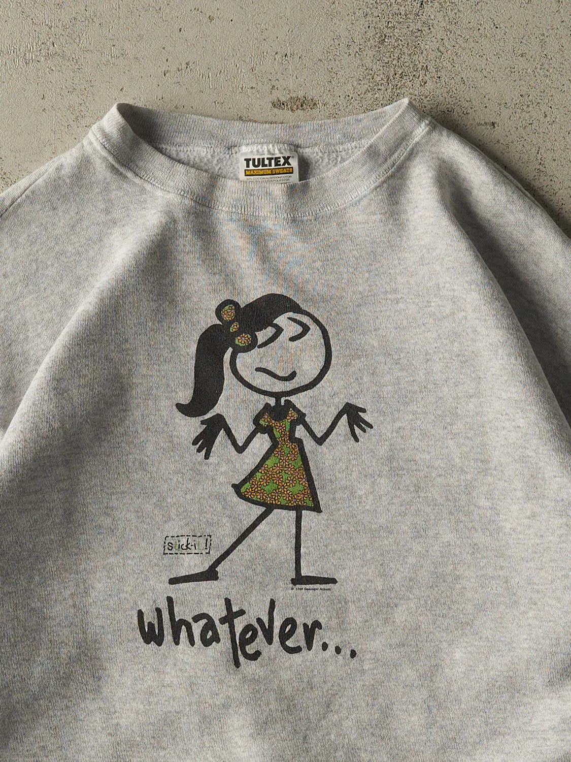 Vintage 98' Grey "Whatever" Slogan Crewneck (L/XL) sold by Rebalance Vintage product image thumbnail 2
