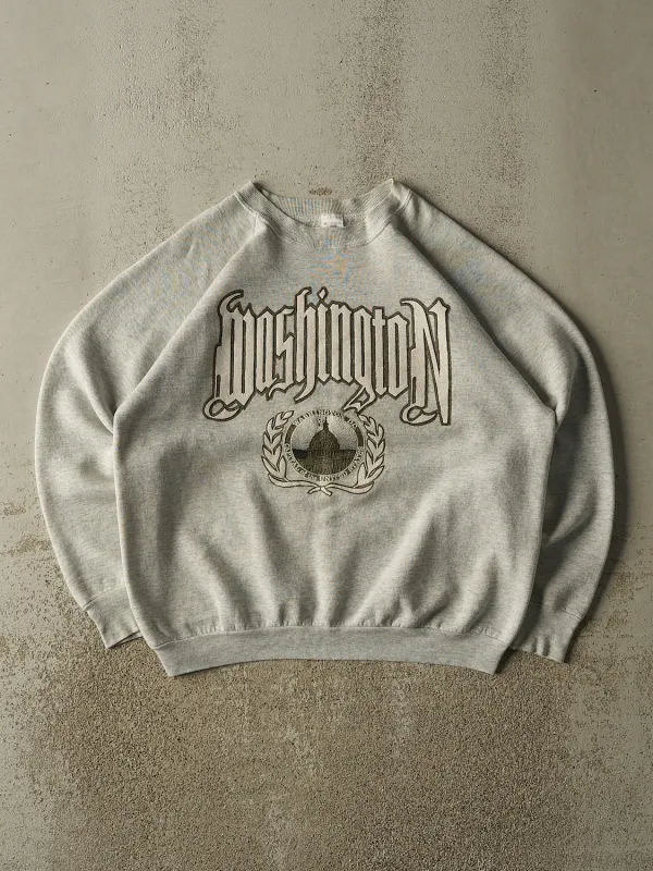 Vintage 80s Grey Washington DC Crewneck (XL) made by Rebalance Vintage