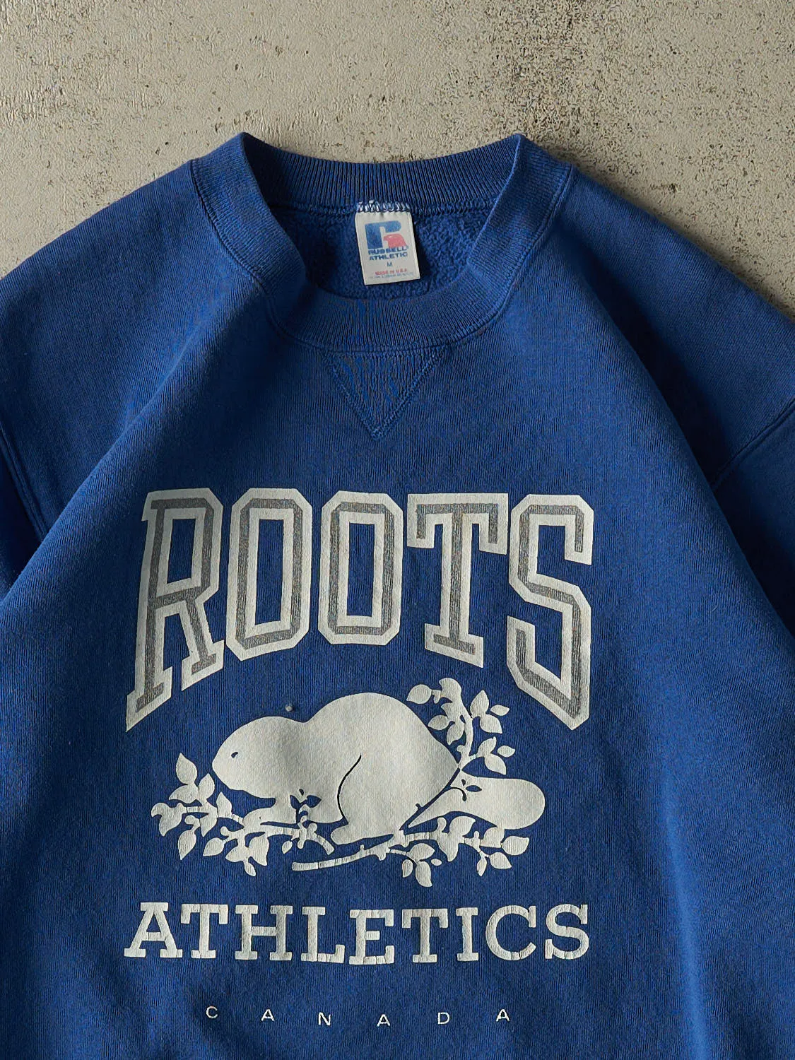 Vintage 80s Blue Russell Athletic x Roots Crewneck (S) sold by Rebalance Vintage product image thumbnail 2