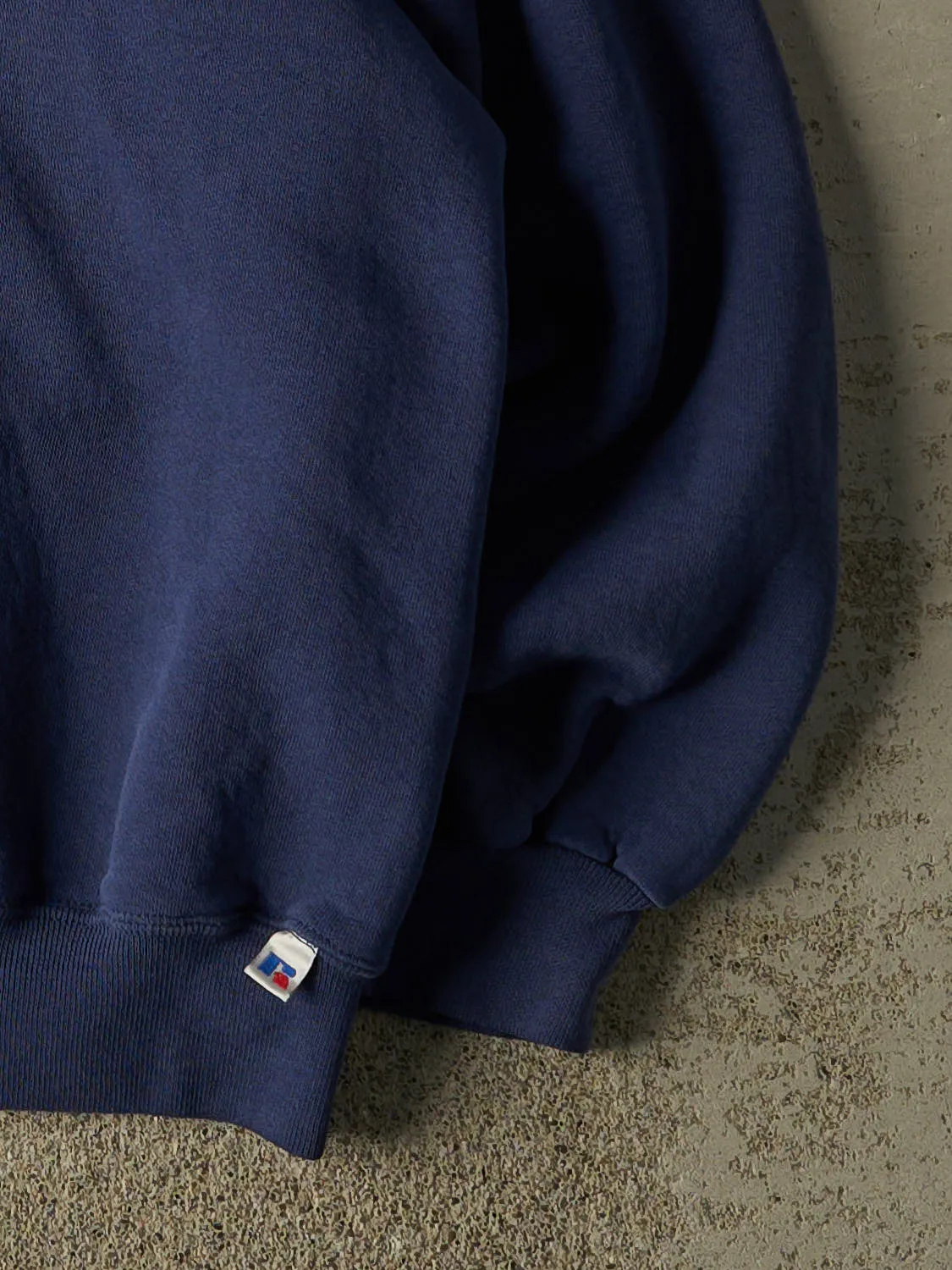 Vintage 90s Sun Faded Navy Russell Athletic Blank Crewneck (XL/XXL) sold by Rebalance Vintage product image thumbnail 4