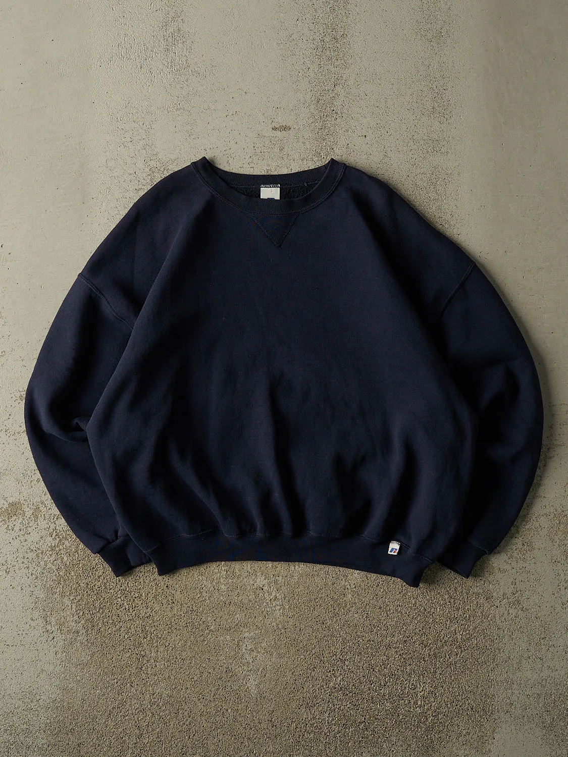 Vintage Y2K Navy Blue Russell Athletic Blank Crewneck (XL/XXL) sold by Rebalance Vintage