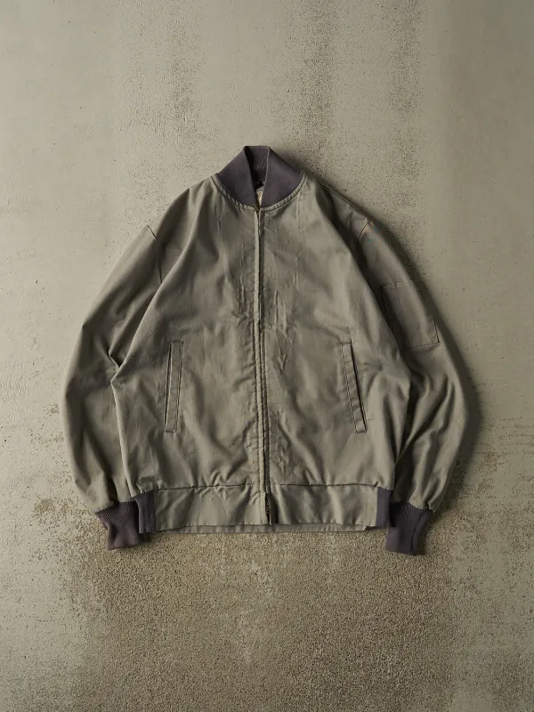 Vintage 80s Grey Bomber Jacket (L/XL) made by Rebalance Vintage