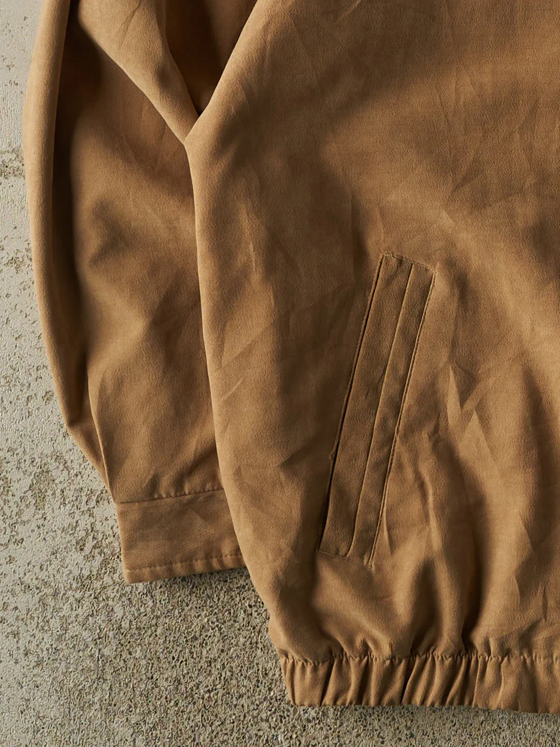 Vintage Y2K Beige Suede Harrington Jacket (XL/XXL) sold by Rebalance Vintage product image thumbnail 3