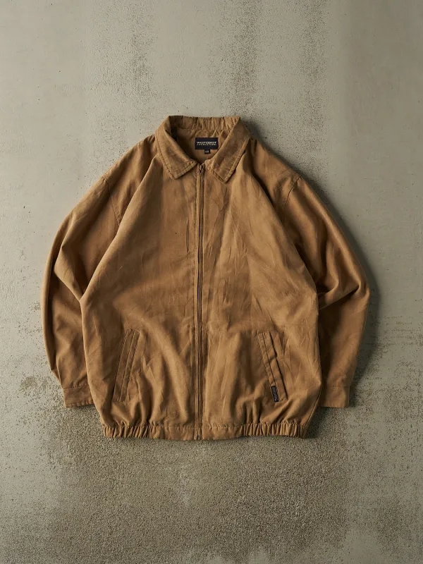 Vintage Y2K Beige Suede Harrington Jacket (XL/XXL) sold by Rebalance Vintage