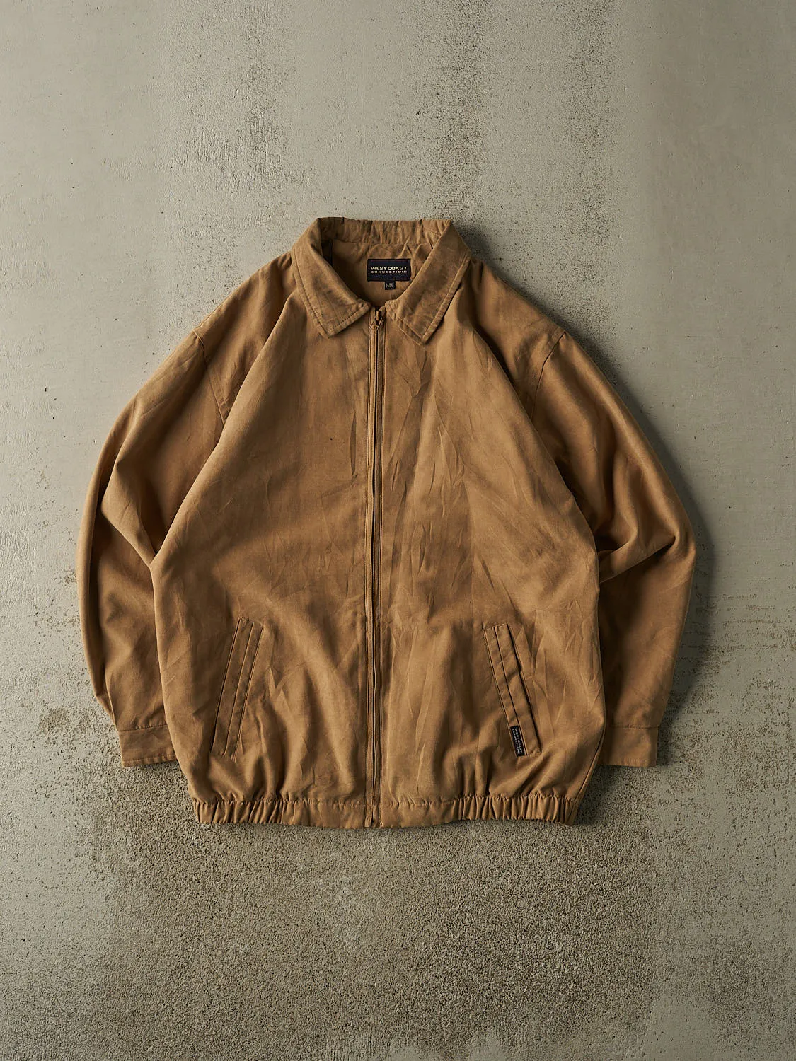 Vintage Y2K Beige Suede Harrington Jacket (XL/XXL) sold by Rebalance Vintage