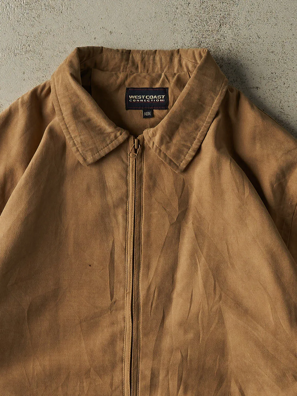 Vintage Y2K Beige Suede Harrington Jacket (XL/XXL) sold by Rebalance Vintage product image thumbnail 2