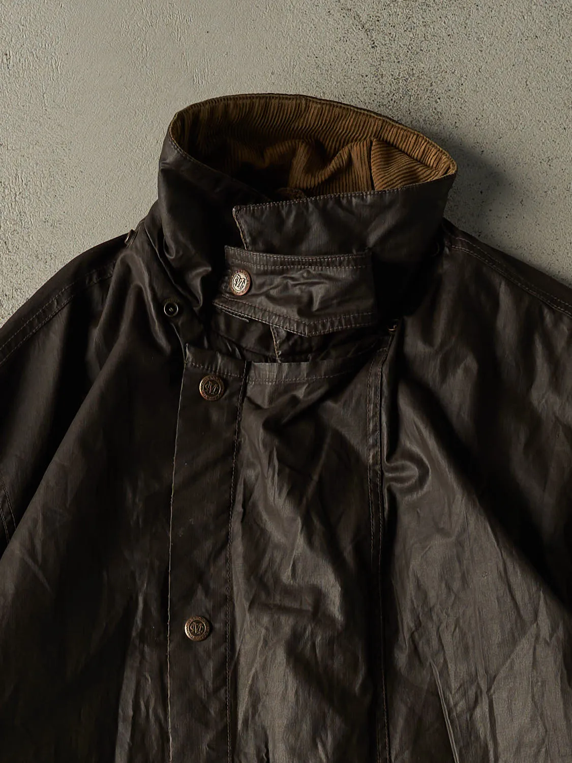 Vintage 90s Brown Marlboro Plaid Lined Trench Rain Jacket (XXL) sold by Rebalance Vintage product image thumbnail 3